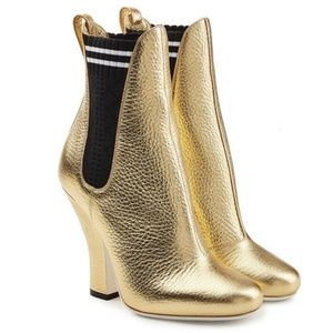 FENDIMetallic Leather Ankle Boots